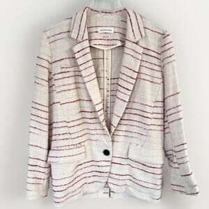 Isabel Marant Etoile Creme Red Tweed Knit Button Front Blazer Sz 34/ XS
